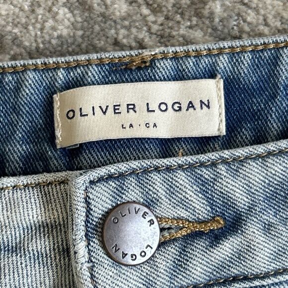 Oliver Logan Jeans Womens 35 Blue Wide Leg Cargo Madison High Rise Light Wash - Picture 4 of 11